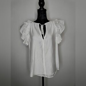 ANTONIO MELANI White Ruffle Blouse